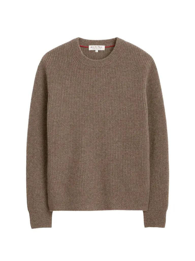 Jordan Sweater- Heather Walnut Cashmere Alex Mill Sweaters