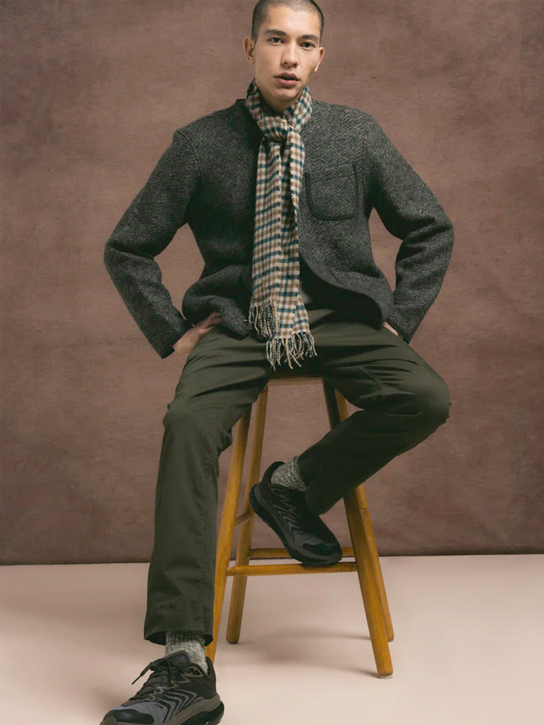 Neist Cardigan- Moss Wool Herringbone Kestin Jackets