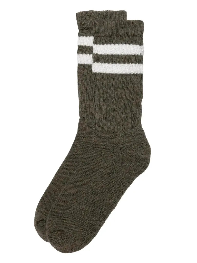 Merino Double Stripe Socks- Olive American Trench Socks