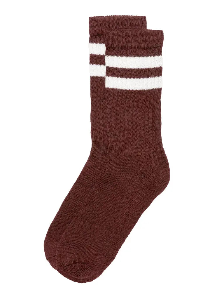 Merino Double Stripe Socks- Burgundy American Trench Socks
