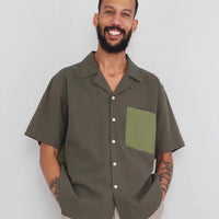2 Tone Soft Collar Shirt- Olive - Eames NW