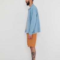 Patch Overshirt- Washed Blue Hemp Canvas - Eames NW