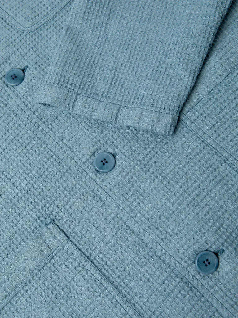 Ormiston Jacket- Denim Blue Linen Waffle Kestin
