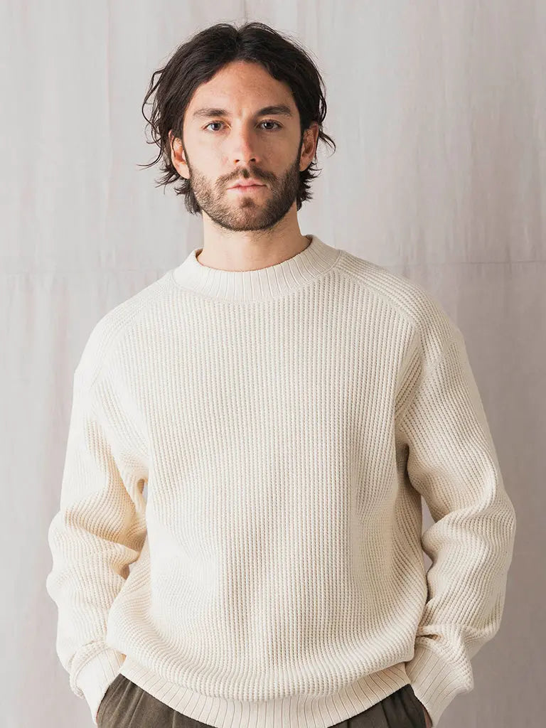 Waffle Midneck- Ecru Jackman Sweaters