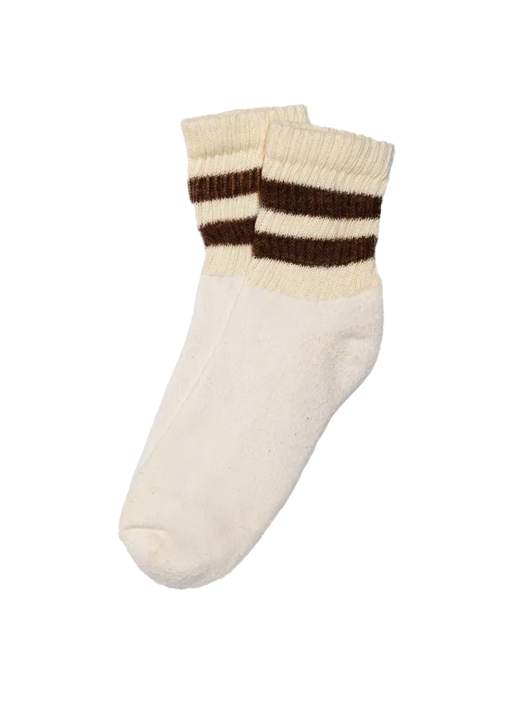 Mono Stripe Quarter Crew- Brown American Trench Socks