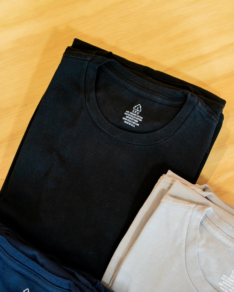 Recycled Cotton Crew Tee Tee- Black - Eames NW