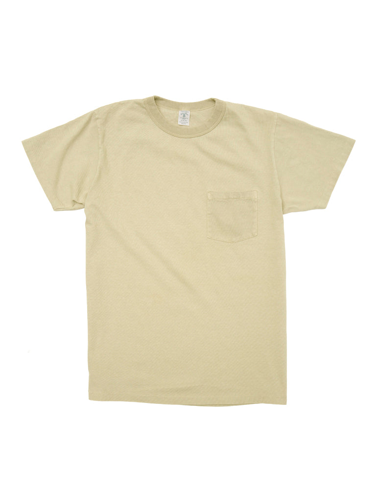 Pigment Dyed Crew Pocket Tee- Oat Milk Velva Sheen Tee Shirts