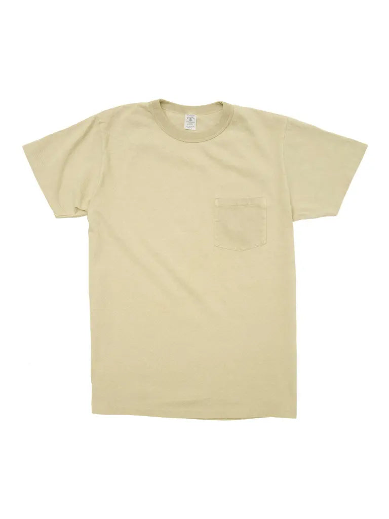 Pigment Dyed Crew Pocket Tee- Oat Milk Velva Sheen Tee Shirts