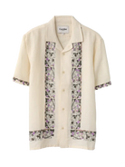 Bacchanal Embroidery Short Sleeve Shirt- White Corridor