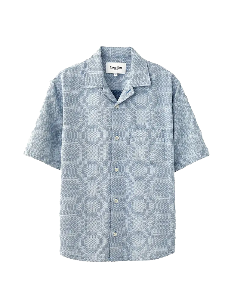 Diamond Jacquard SS Camp- Blue Corridor