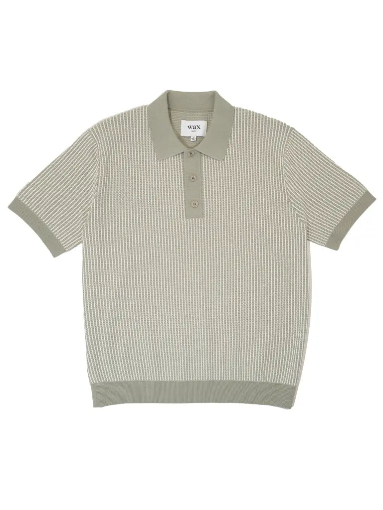Turin Knit Polo- Light Khaki Wax London