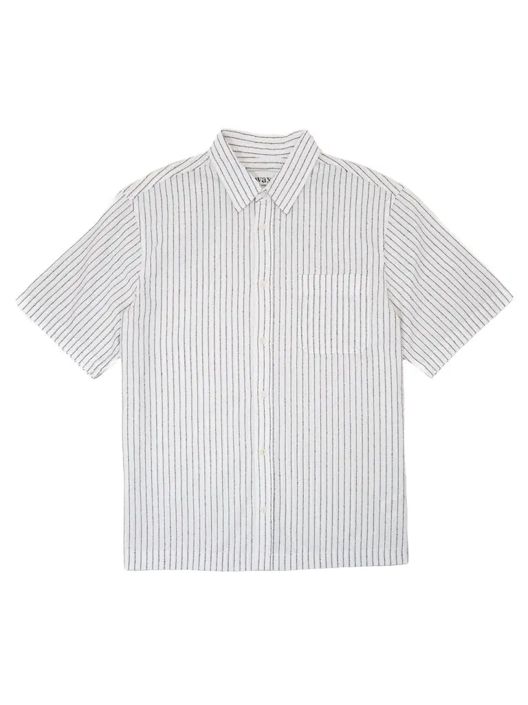 Kew Short Sleeve Shirt- White Stripe Wax London