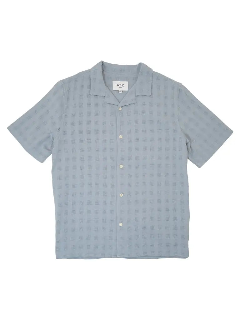 Didcot Open Weave Short Sleeve- Pale Blue Wax London