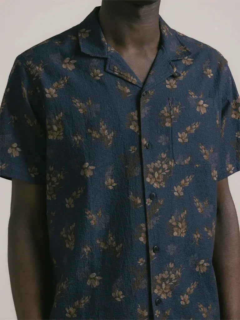 Crammond Shirt- Dark Navy Gorse Print Kestin Shirts