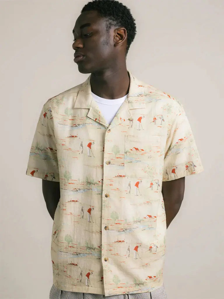 Crammond Shirt- Oatmeal Golf Print Kestin Shirts