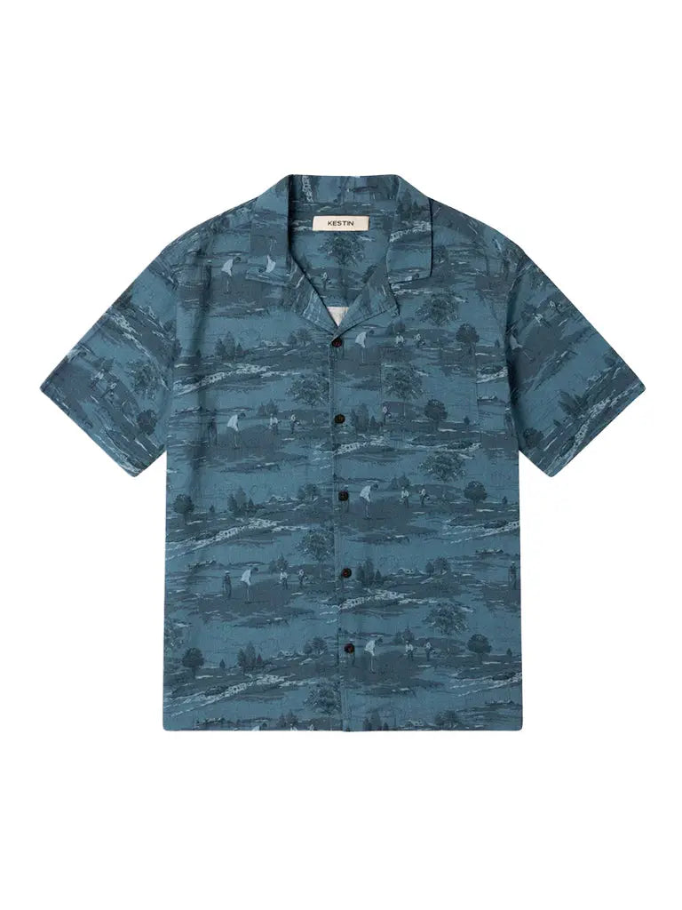 Crammond Shirt- French Blue Golf Print Kestin Shirts