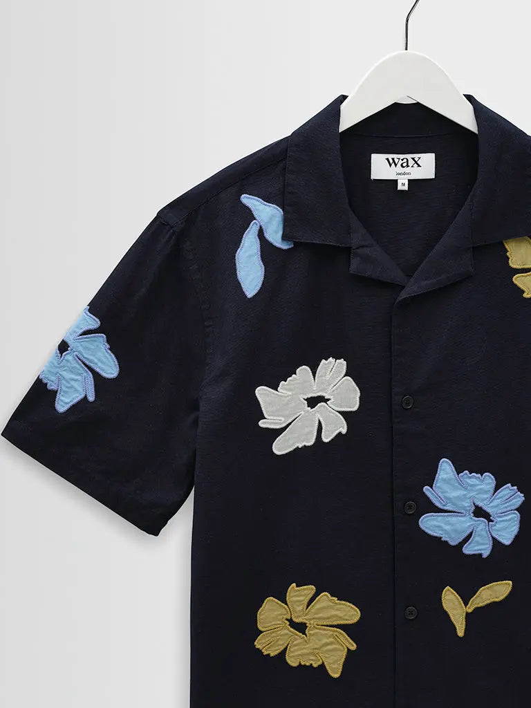 Didcot- Navy Floral Applique Wax London Shirts