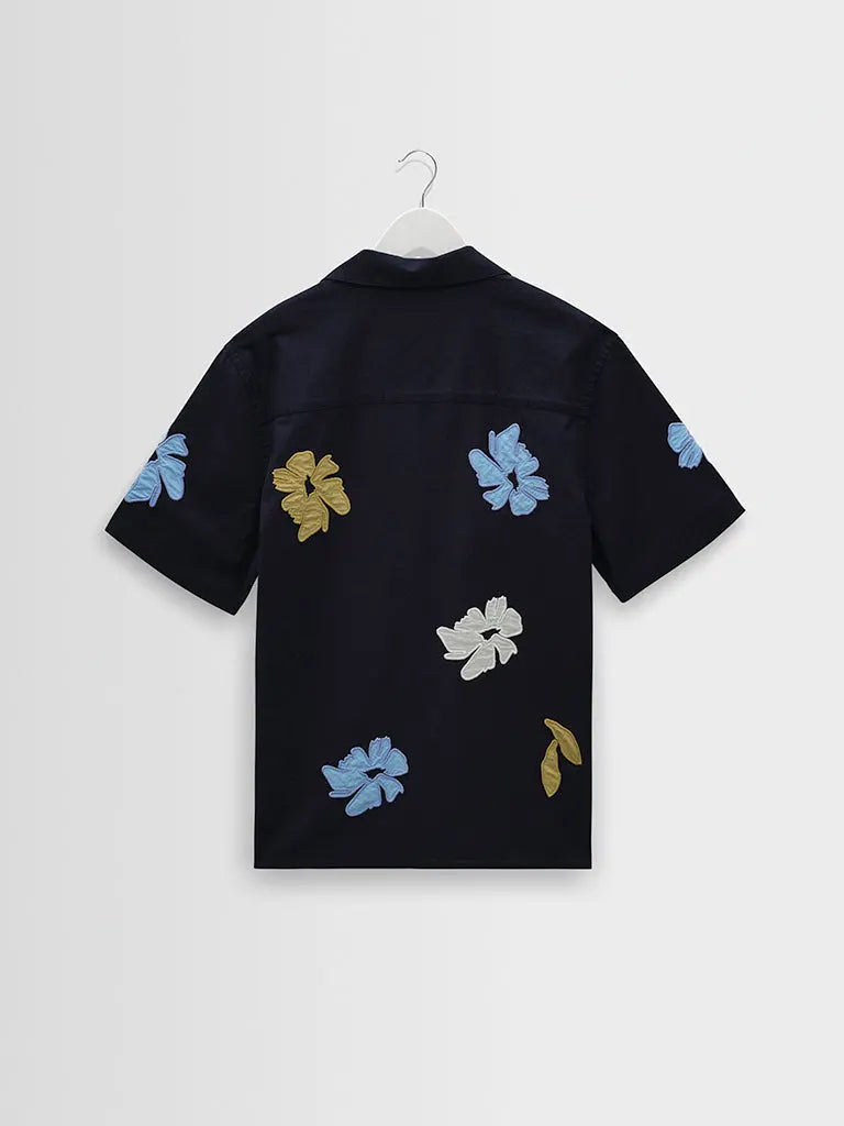 Didcot- Navy Floral Applique Wax London Shirts