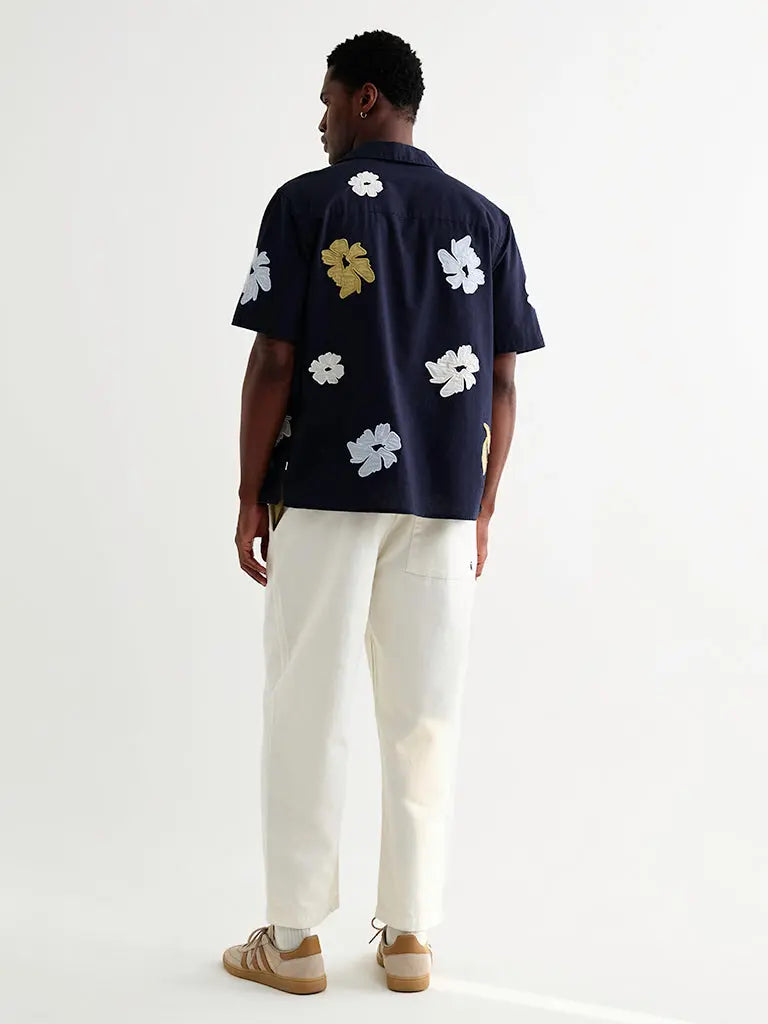 Didcot- Navy Floral Applique Wax London Shirts