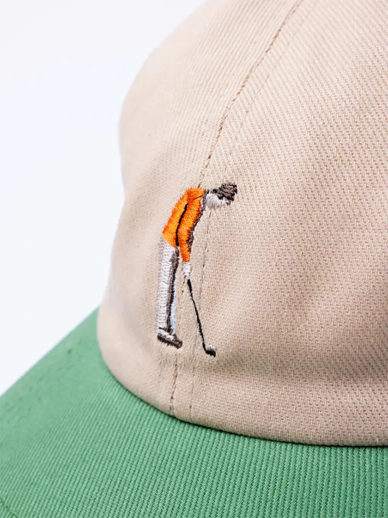Leuchars Cap- Stone/Green Golf Embroidery Kestin Hats