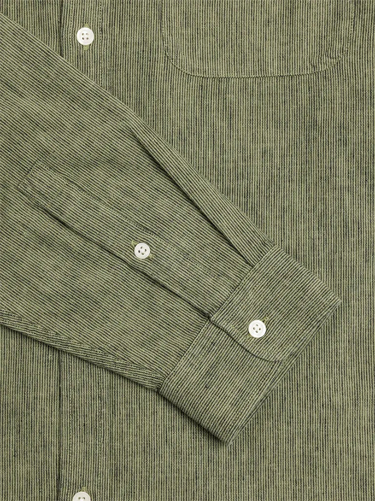 Raeburn Button Down- Green Linen Blend Kestin Shirts