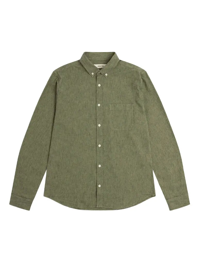 Raeburn Button Down- Green Linen Blend Kestin Shirts