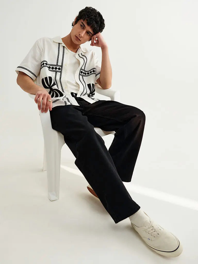 Didcot- Ecru/Black Border Wax London Shirts