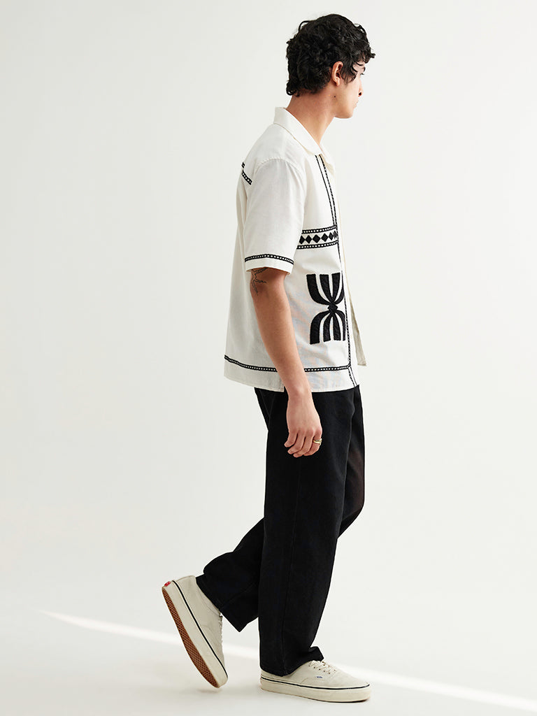 Didcot- Ecru/Black Border Wax London Shirts