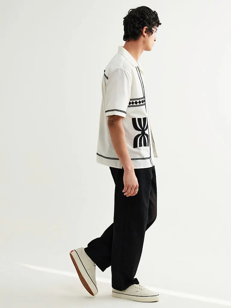 Didcot- Ecru/Black Border Wax London Shirts