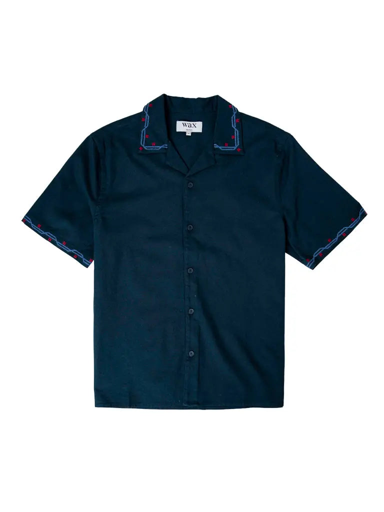 Didcot- Navy Cross Stitch Border Wax London Shirts