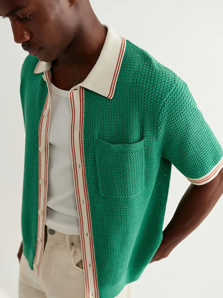 Belle- Green Tipped Pointelle Wax London Shirts