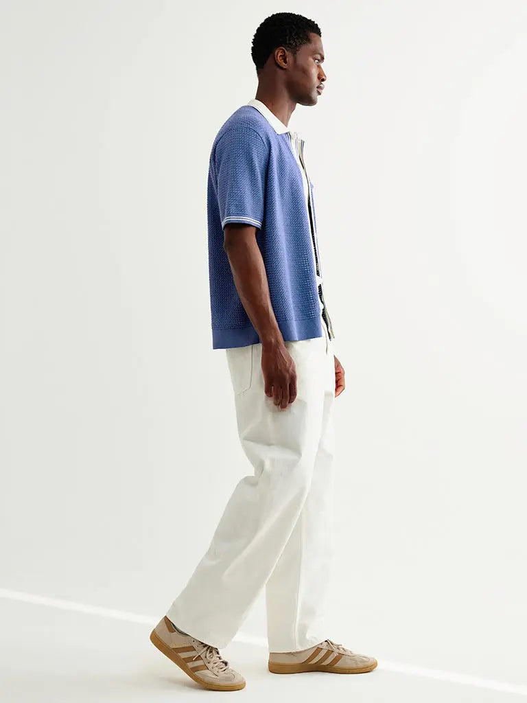 Belle- Blue Tipped Pointelle Wax London Shirts