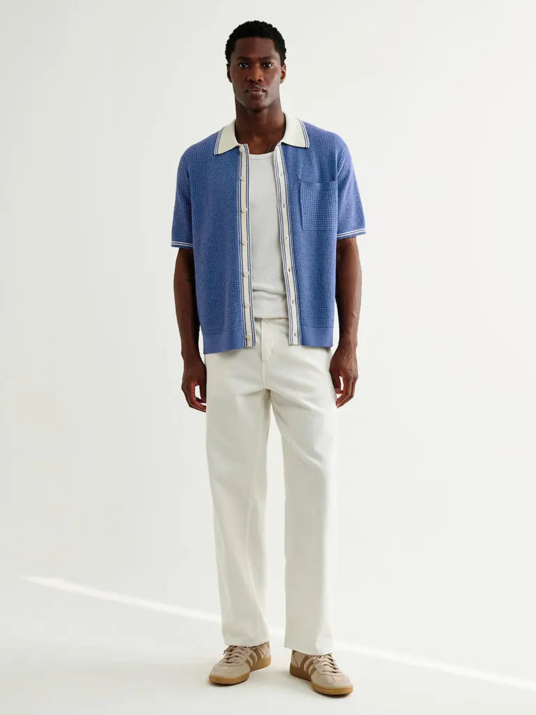 Belle- Blue Tipped Pointelle Wax London Shirts