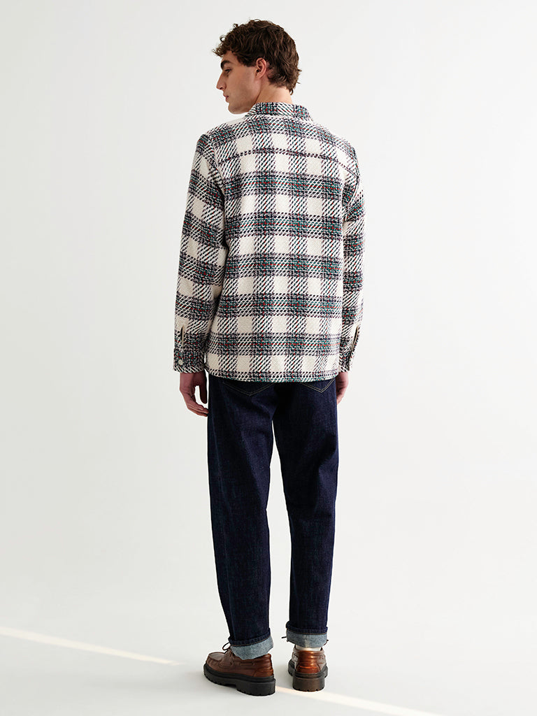 Whiting Overshirt- Ecru/Green Hutton Check Wax London Jackets