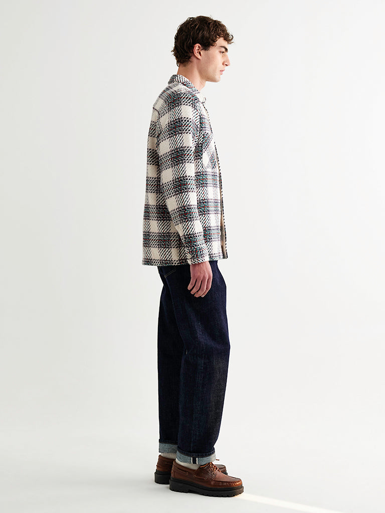 Whiting Overshirt- Ecru/Green Hutton Check Wax London Jackets
