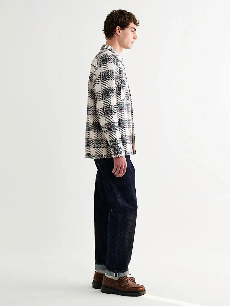 Whiting Overshirt- Ecru/Green Hutton Check Wax London Jackets