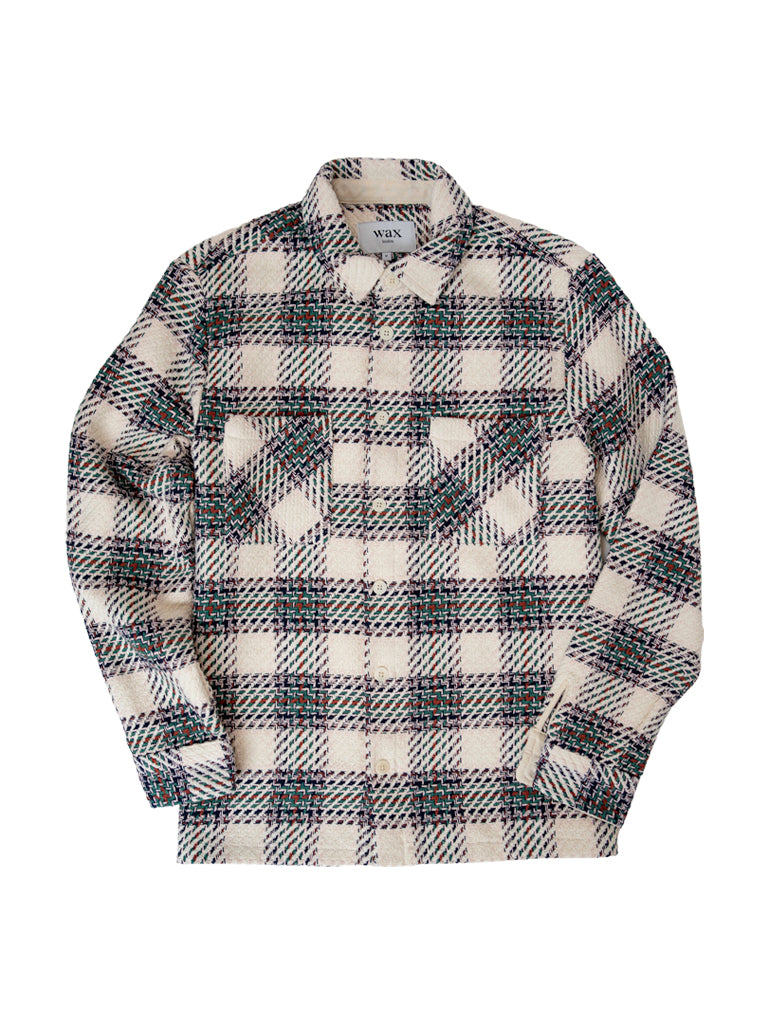 Whiting Overshirt- Ecru/Green Hutton Check Wax London Jackets