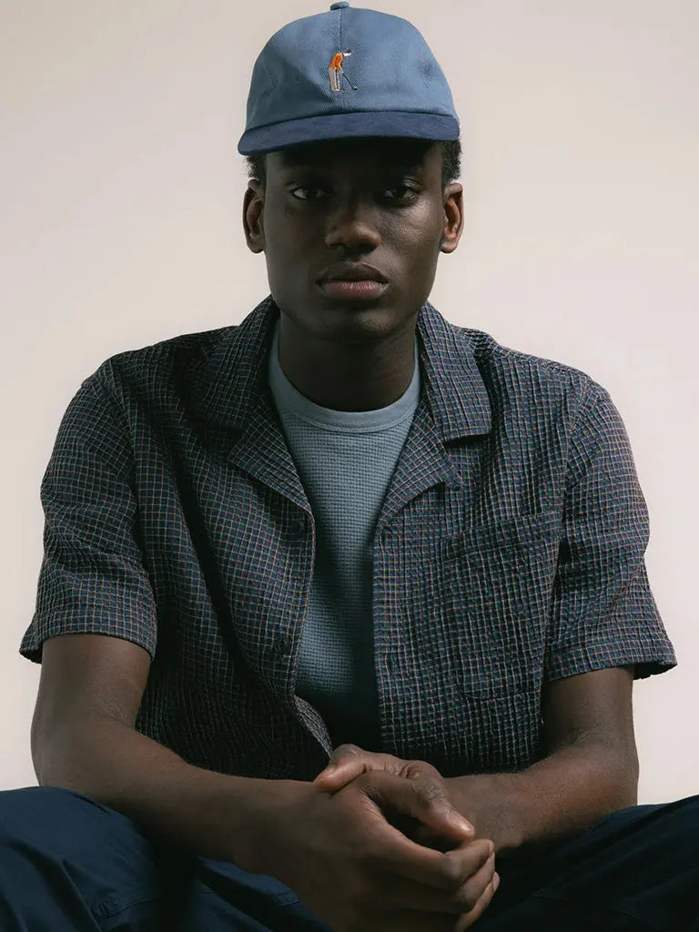 Crammond Shirt- Navy Check Japanese Seersucker Kestin Shirts