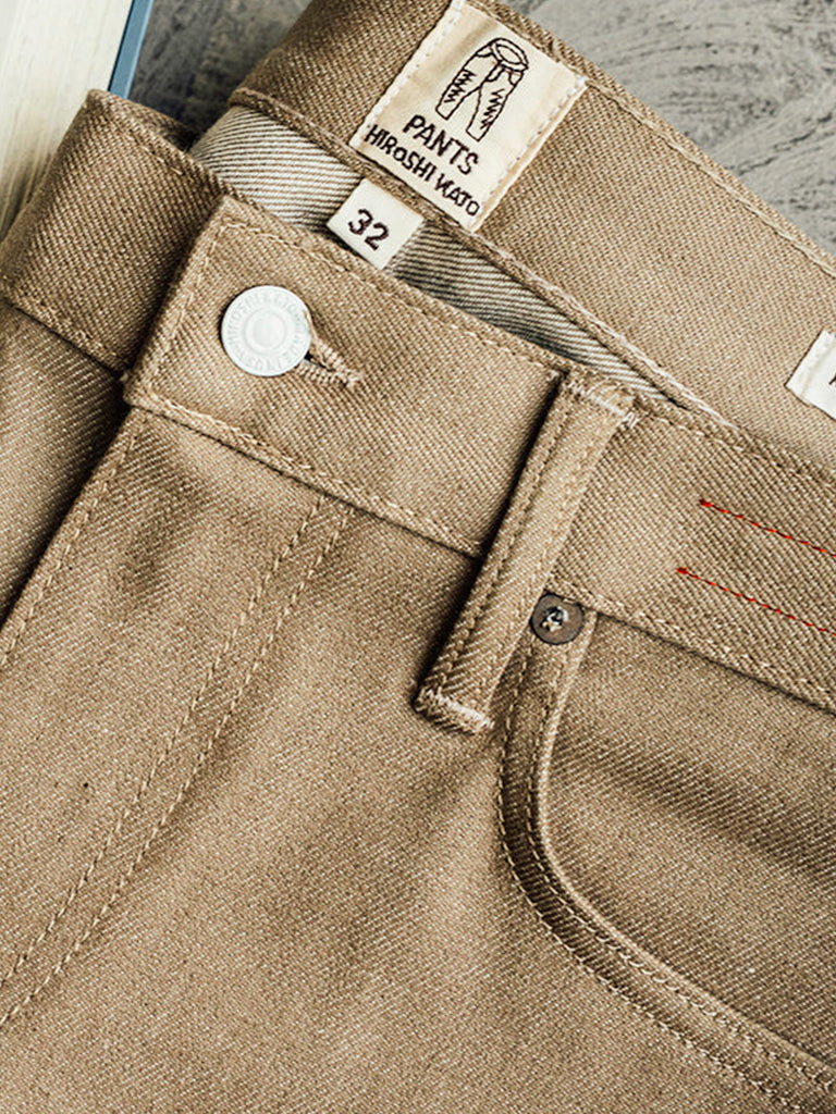 Hammer Straight- Army Beige Raw 14oz Selvedge Hiroshi Kato Denim