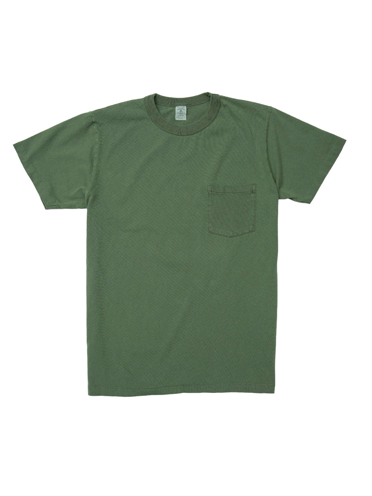 Pigment Dyed Crew Pocket Tee- Fatigue Green Velva Sheen Tee Shirts
