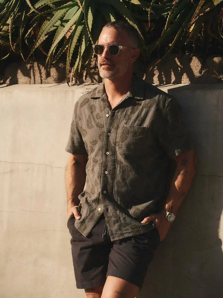 Hawthorne Shirt- Burnt Olive Floral Jacquard Taylor Stitch Shirts