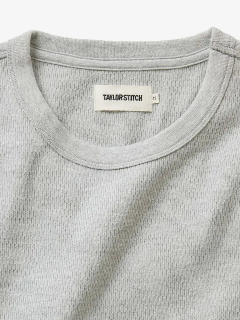Organic Cotton Waffle Crew- Heather Grey Taylor Stitch Sweaters