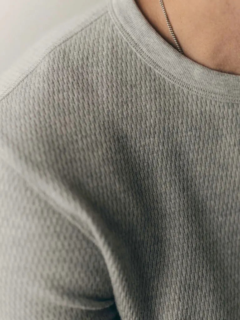 Organic Cotton Waffle Crew- Heather Grey Taylor Stitch Sweaters