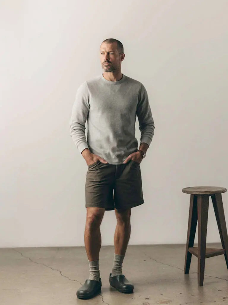 Organic Cotton Waffle Crew- Heather Grey Taylor Stitch Sweaters