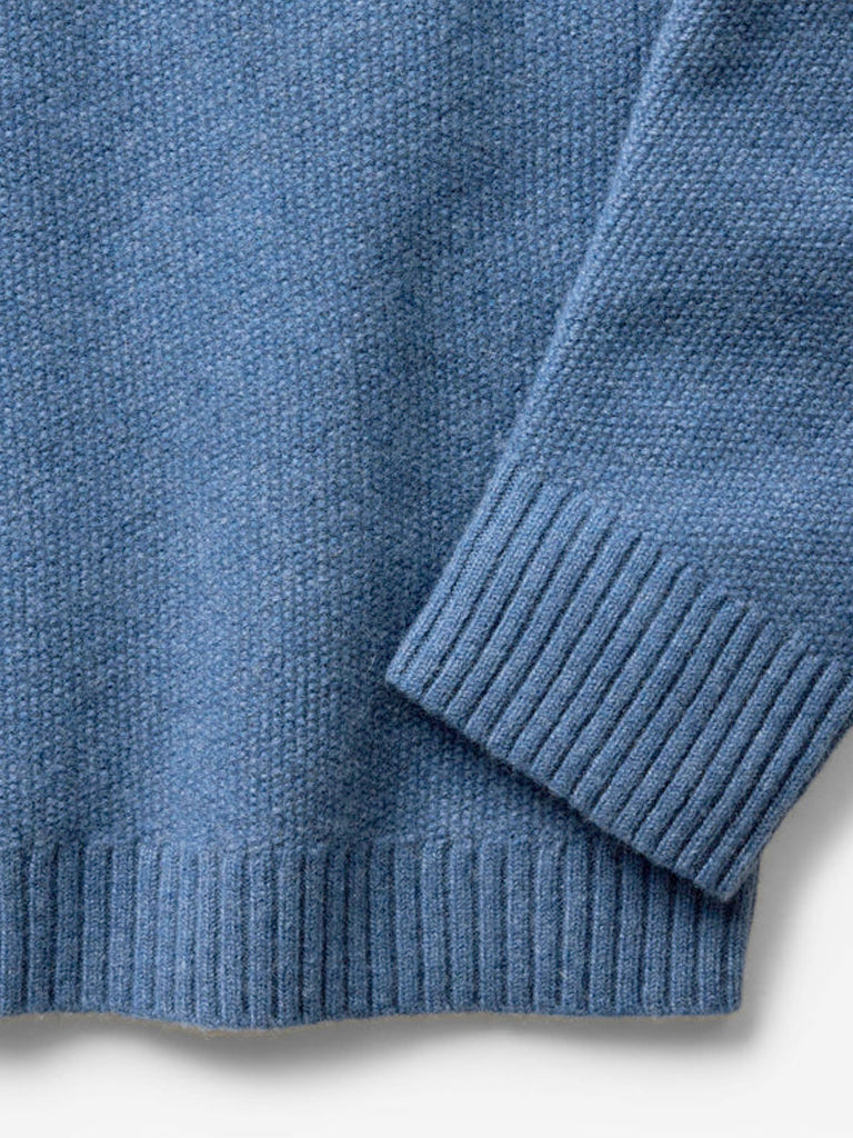 Newton Sweater Polo- Clear Heather Blue Taylor Stitch Sweaters