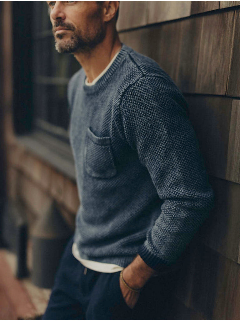 Crawford Crew Sweater- Washed Indigo Taylor Stitch Sweaters