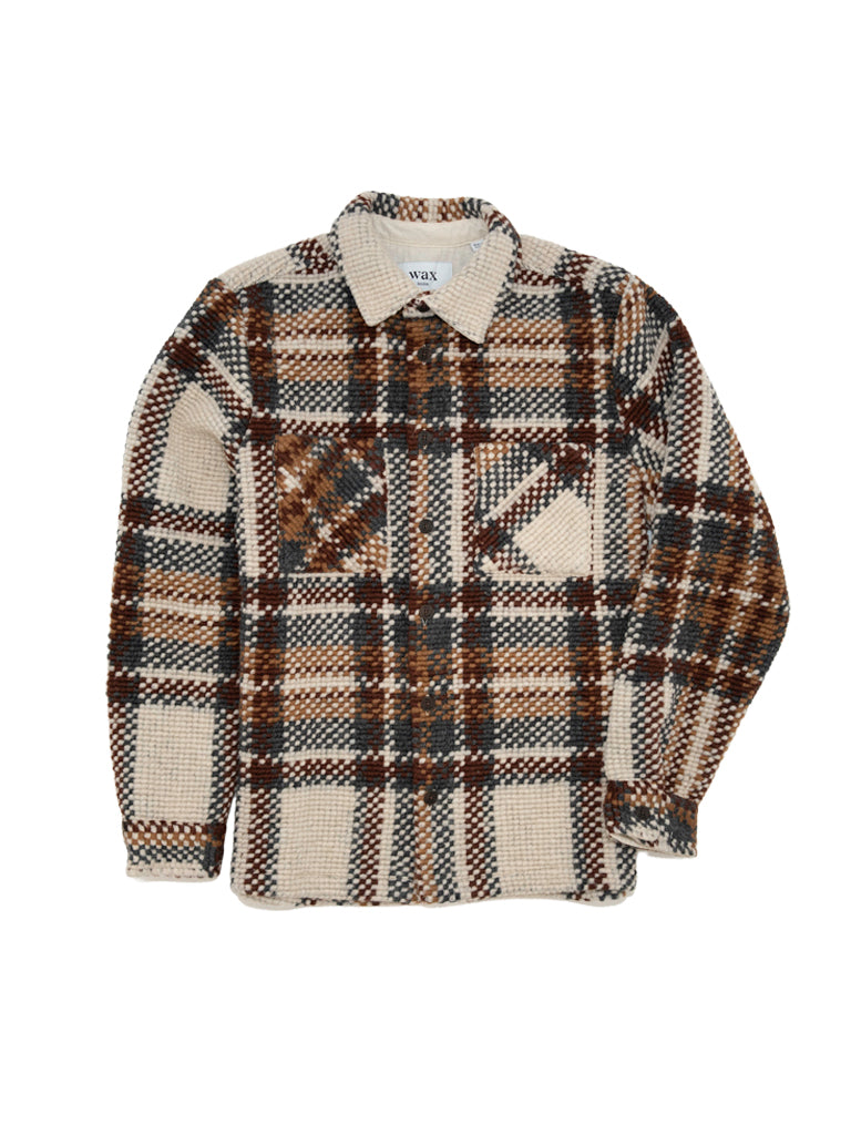 Whiting Overshirt- Ecru And Multicolour Wool Bobble Wax London Jackets