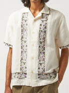 Bacchanal Embroidery Short Sleeve Shirt- White Corridor