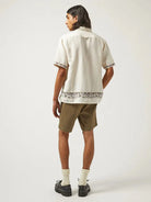 Bacchanal Embroidery Short Sleeve Shirt- White Corridor