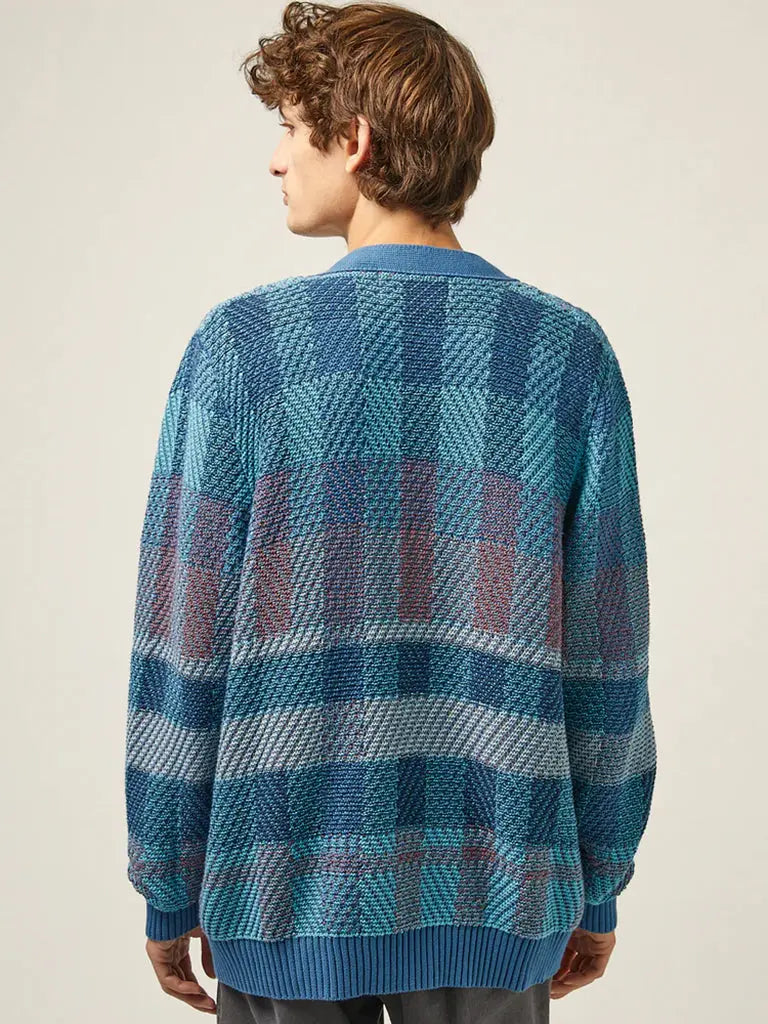Blow Up Plaid Cardigan- Blue Corridor